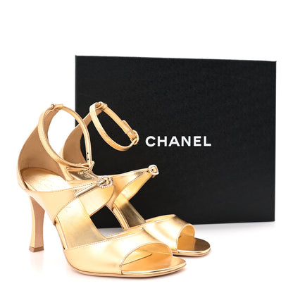 Chanel Metallic Lambskin Crystal CC Strappy Sandal 39 Gold 10 of 10