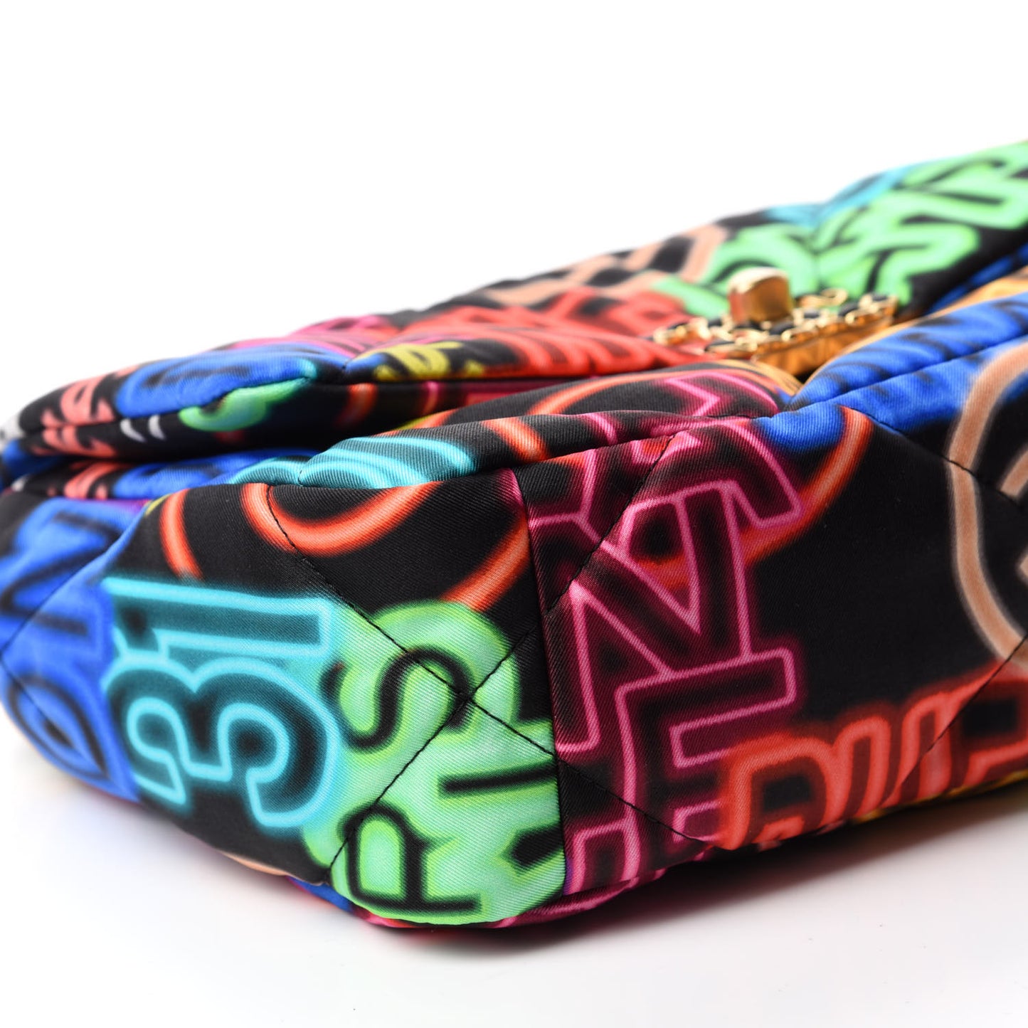 Fabric Printed Medium 19 Flap Black Multicolor