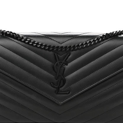 Saint Laurent Grain De Poudre Matelasse Chevron Monogram Chain Wallet Black 8 of 10