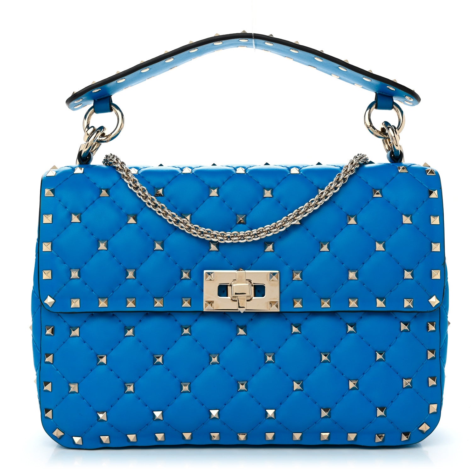 Valentino Garavani Nappa Medium Rockstud Spike Shoulder Bag Acid Blue 1 of 11
