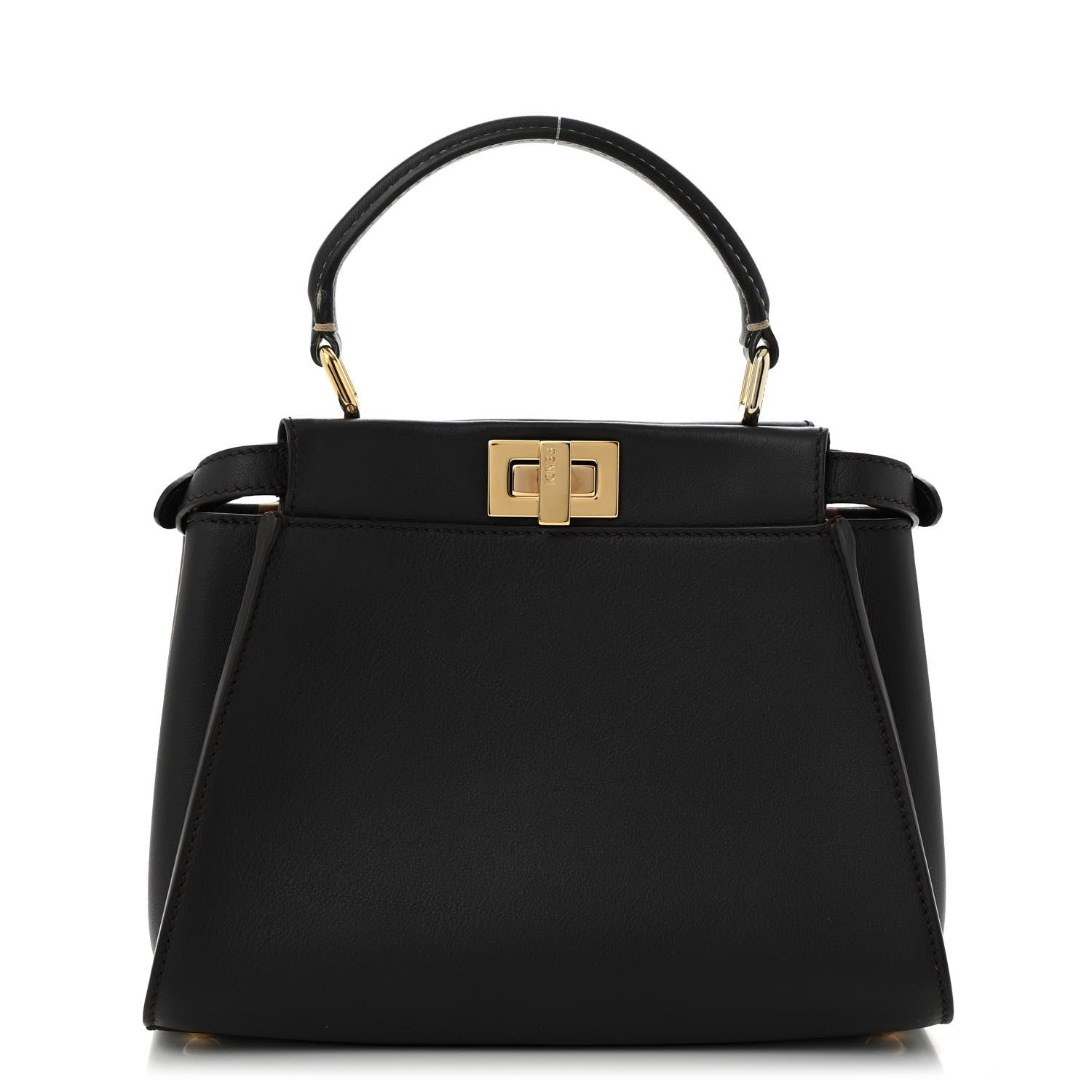 Fendi Vitello Seta Nabuk Pequin Mini Peekaboo Iconic Satchel Ebano Tobacco Moro 1 of 14