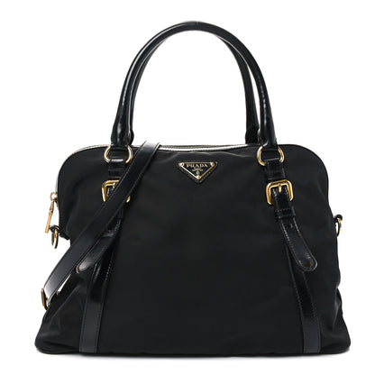 Prada Tessuto Nylon Calfskin Dome Satchel Black 1 of 10