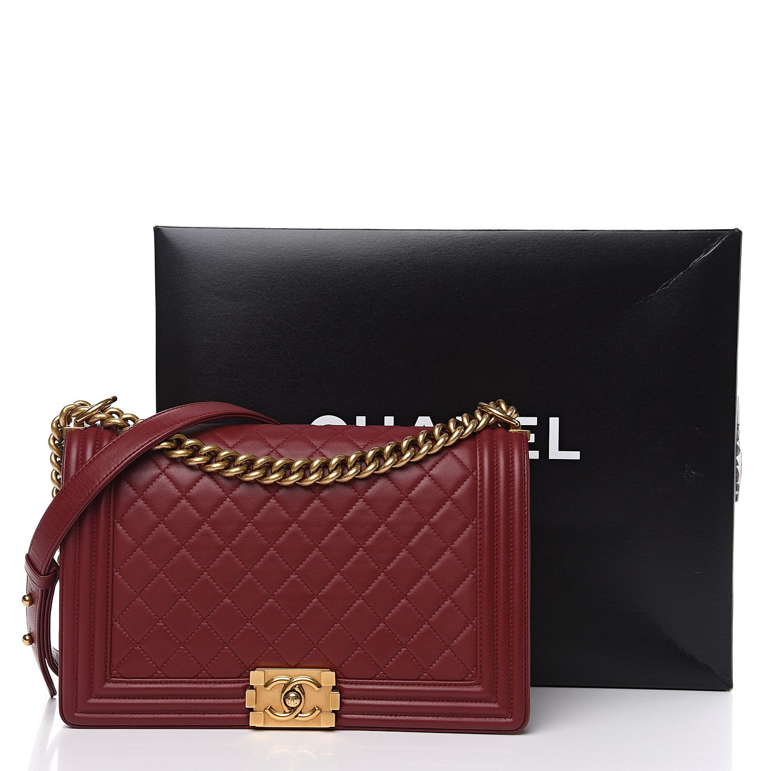 Chanel Lambskin Quilted New Medium Boy Flap Dark Red 12 of 12