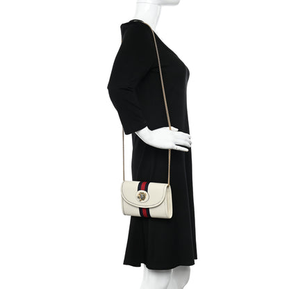 Gucci Textured Calfskin Web Mini Rajah Slim Flap Shoulder Bag Mystic White 2 of 10