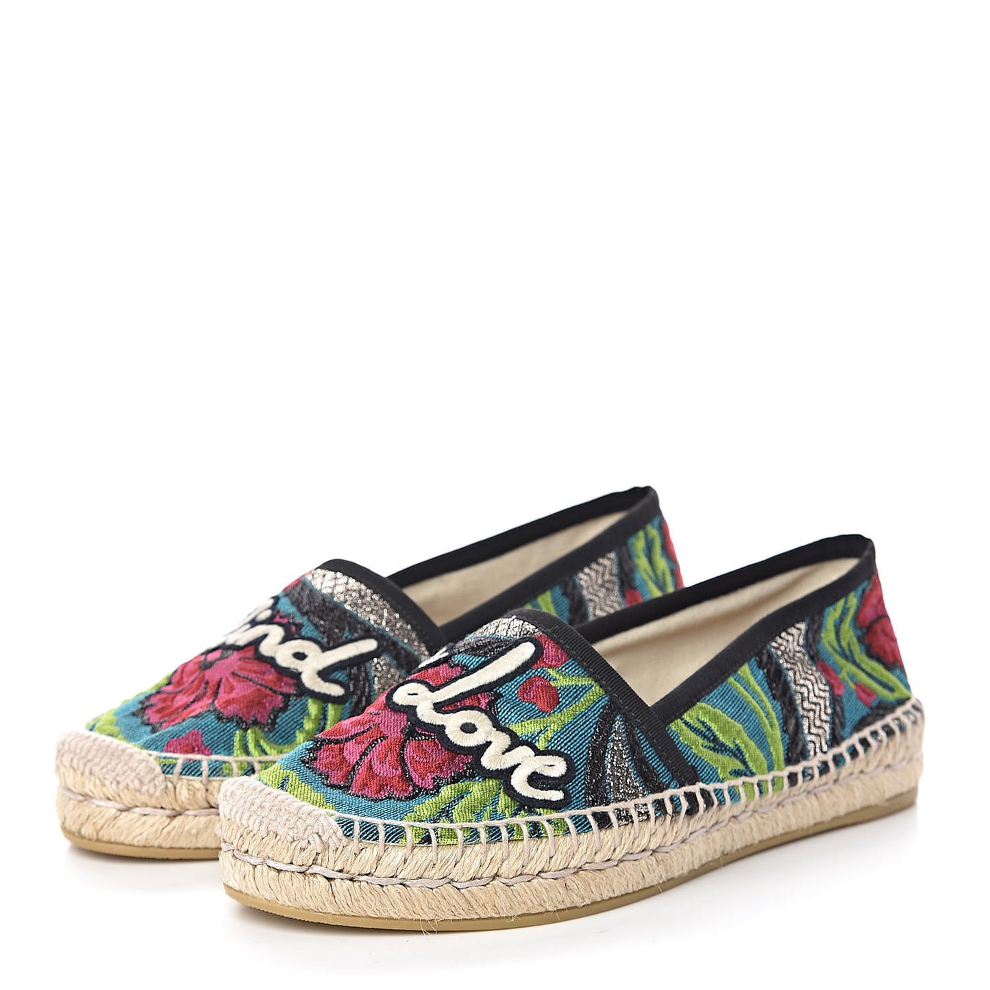 Tapestry Brocade Blind For Love Espadrilles 35.5 Acquamarine Green Black