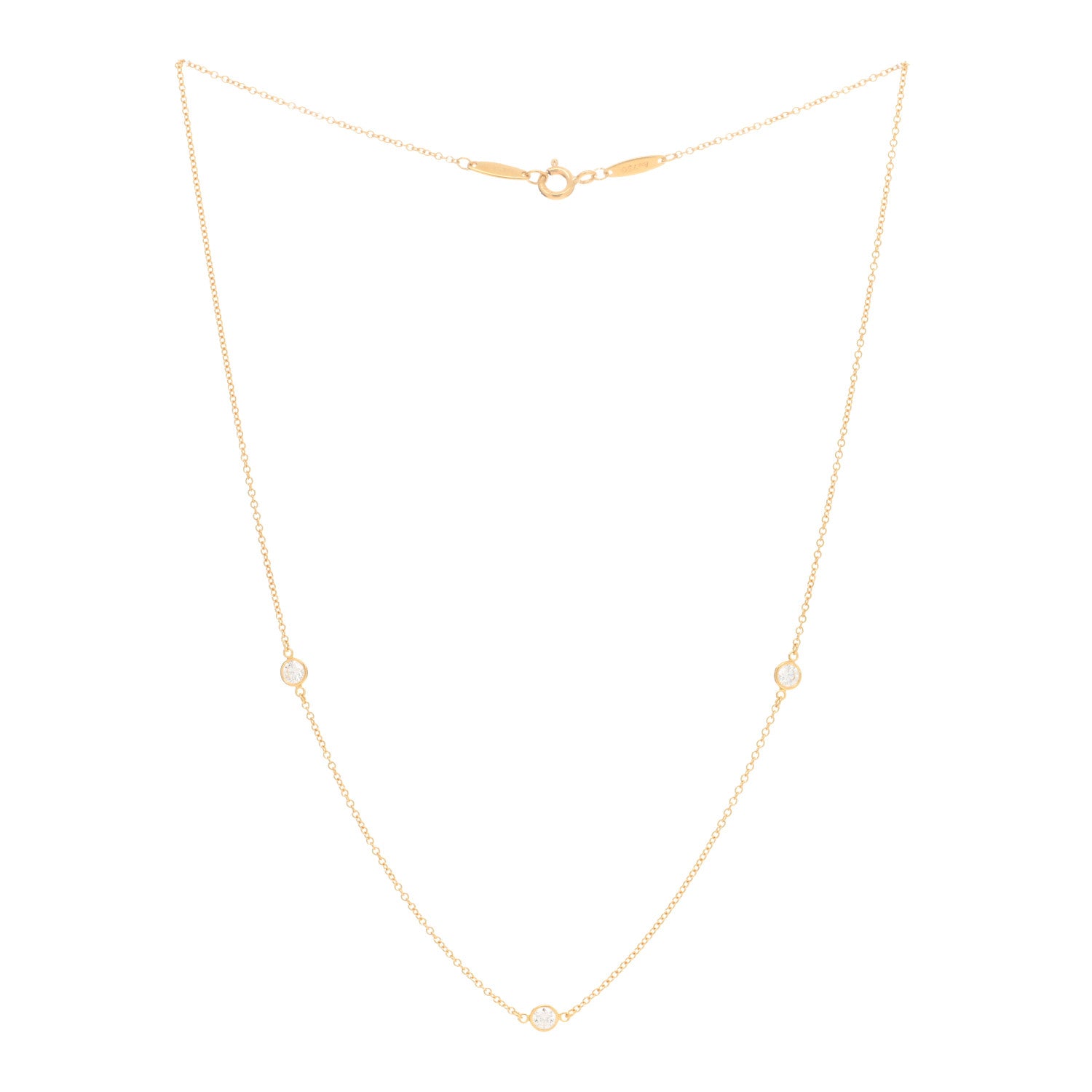 Tiffany 18K Yellow Gold Elsa Peretti Diamonds by the Yard 3 Station Necklace 2 of 4