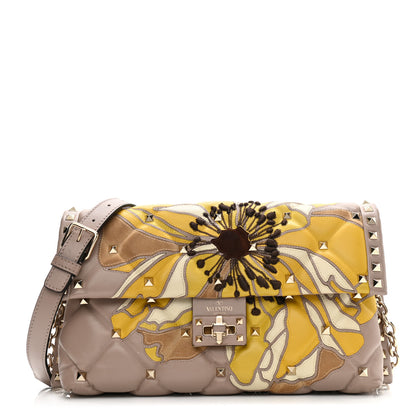 Valentino Garavani Nappa Suede Flower Embroidered Medium Candystud Crossbody Poudre Multicolor 1 of 14