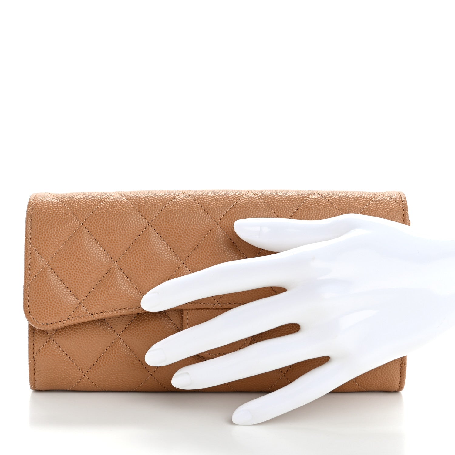 Chanel Caviar Quilted Large Gusset Flap Wallet Beige 2 of 10