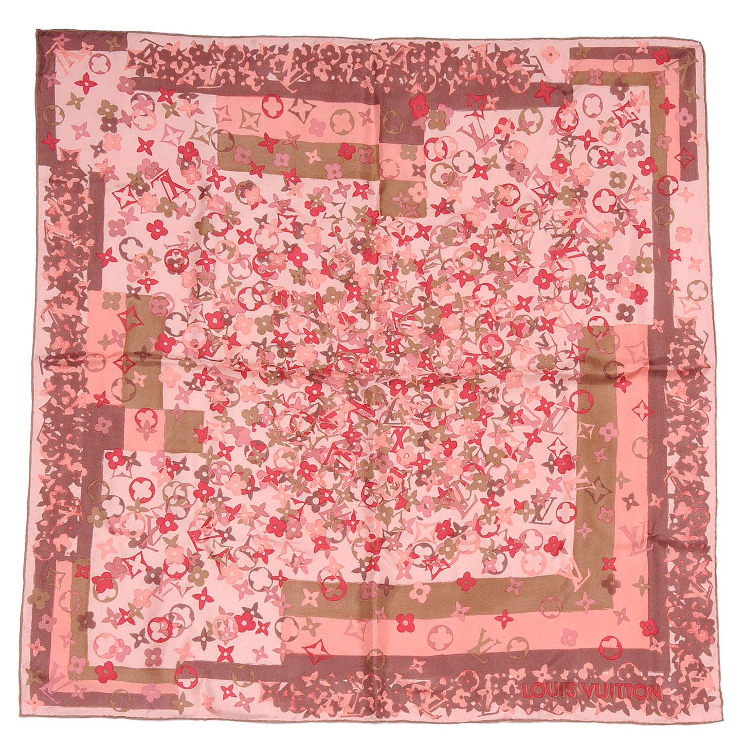 Silk Monogram Arty Square Scarf Pale Pink