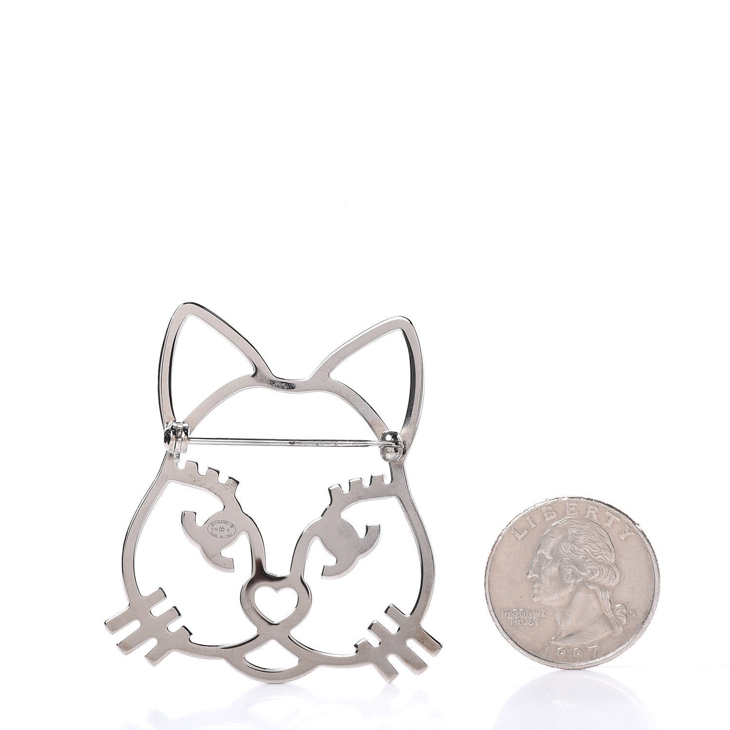 Strass Crystal Emoji Choupette Cat Brooch Silver