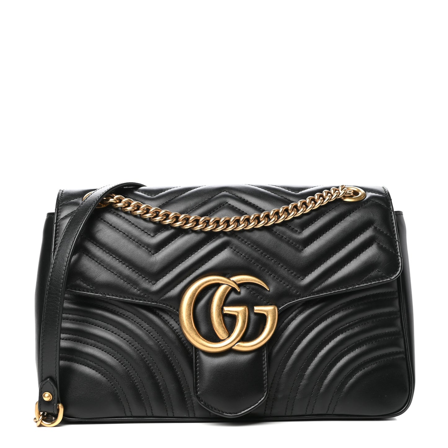 Calfskin Matelasse Medium GG Marmont Shoulder Bag Black