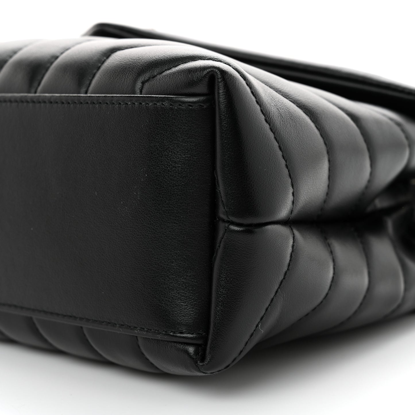 Calfskin Y Quilted Monogram Small Loulou Chain Satchel Black