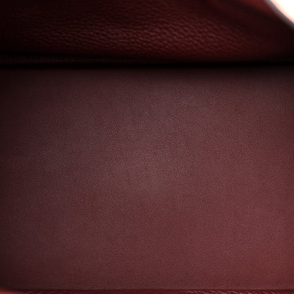 Hermes Taurillon Clemence Verso Lindy 30 Orange Poppy Bordeaux 5 of 12
