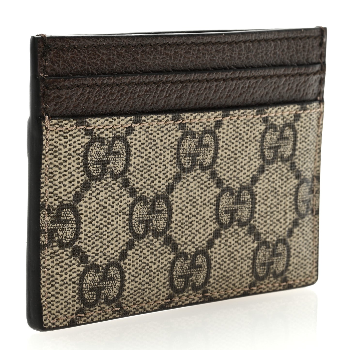 GG Supreme Monogram Textured Dollar Calfskin Ophidia Card Holder Beige Ebony New Acero