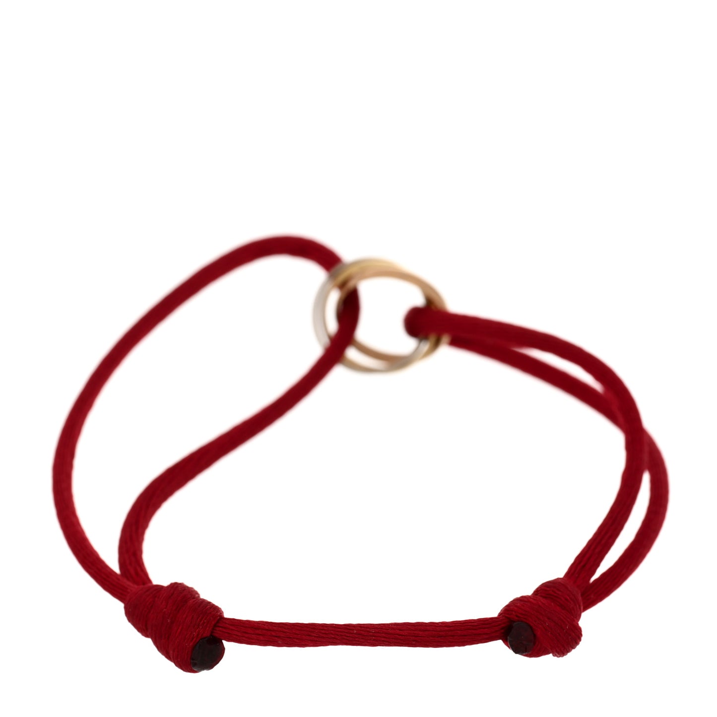 18K Pink Yellow White Gold Trinity Cord Bracelet Red