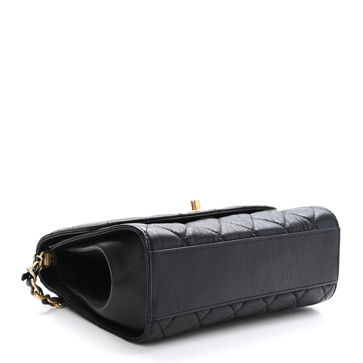 Chanel Crumpled Lambskin Quilted Small CC Links Top Handle Flap Black 4 of 11