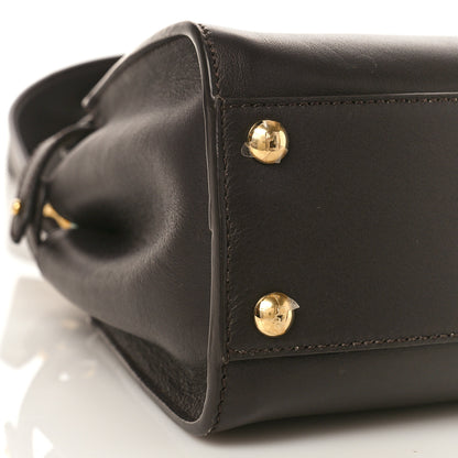 Fendi Vitello Seta Nabuk Pequin Mini Peekaboo Iconic Satchel Ebano Tobacco Moro 8 of 9