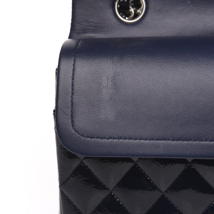 Chanel Distressed Patent Quilted Medium Double Flap Navy 13 of 15