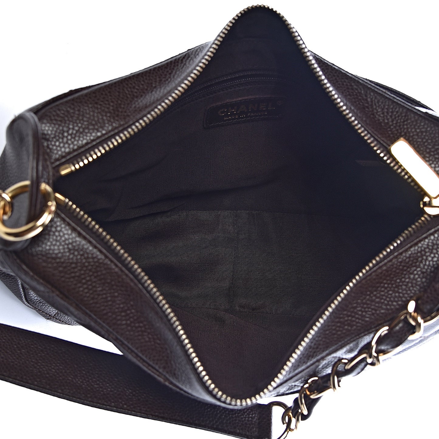Caviar Quilted Timeless CC Shoulder Bag Brown