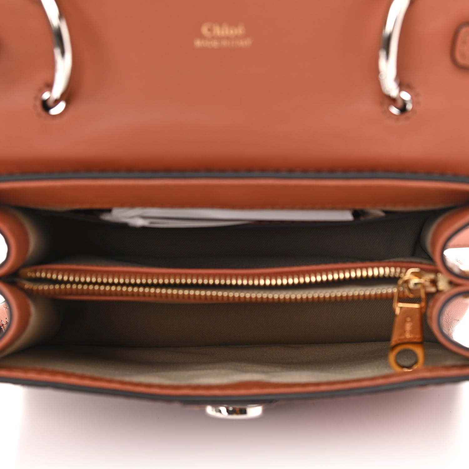 Chloe Calfskin Crocodile Embossed Small Aby Day Shoulder Bag Sepia Brown 5 of 10