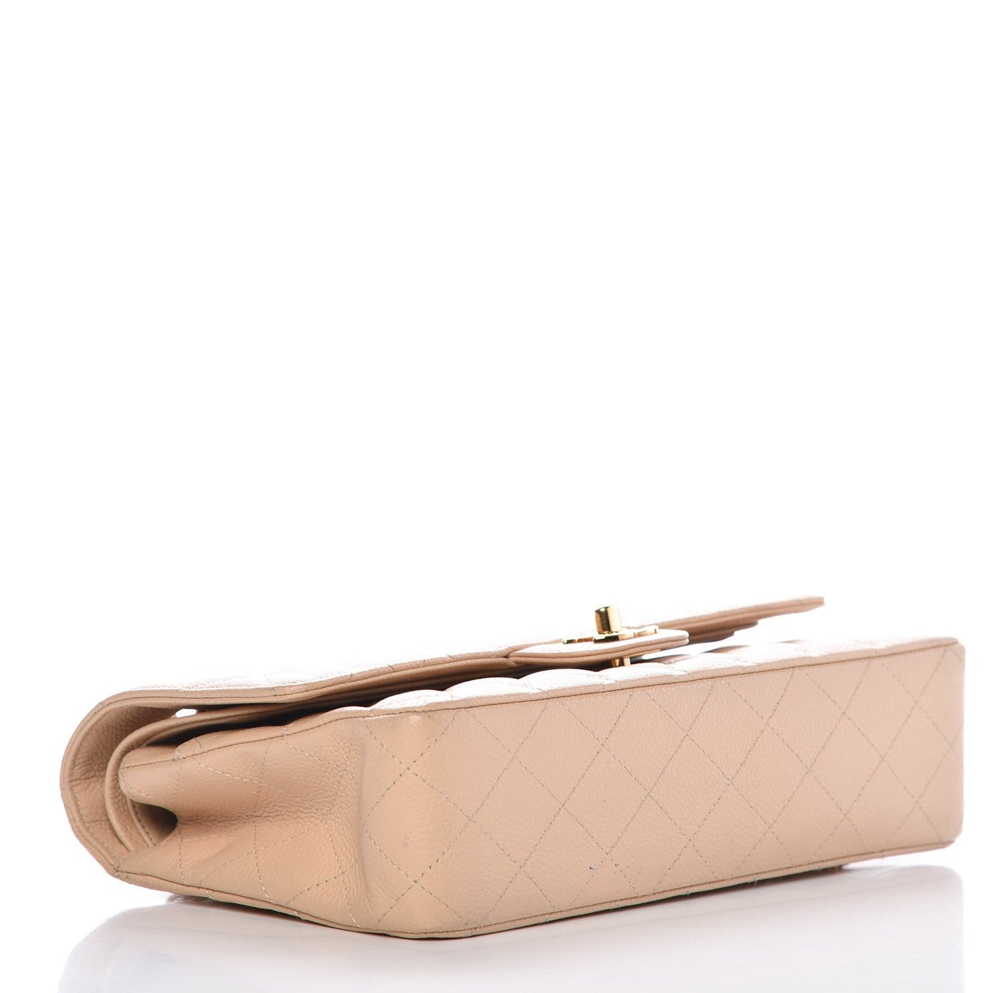 Caviar Quilted Medium Double Flap Beige Clair