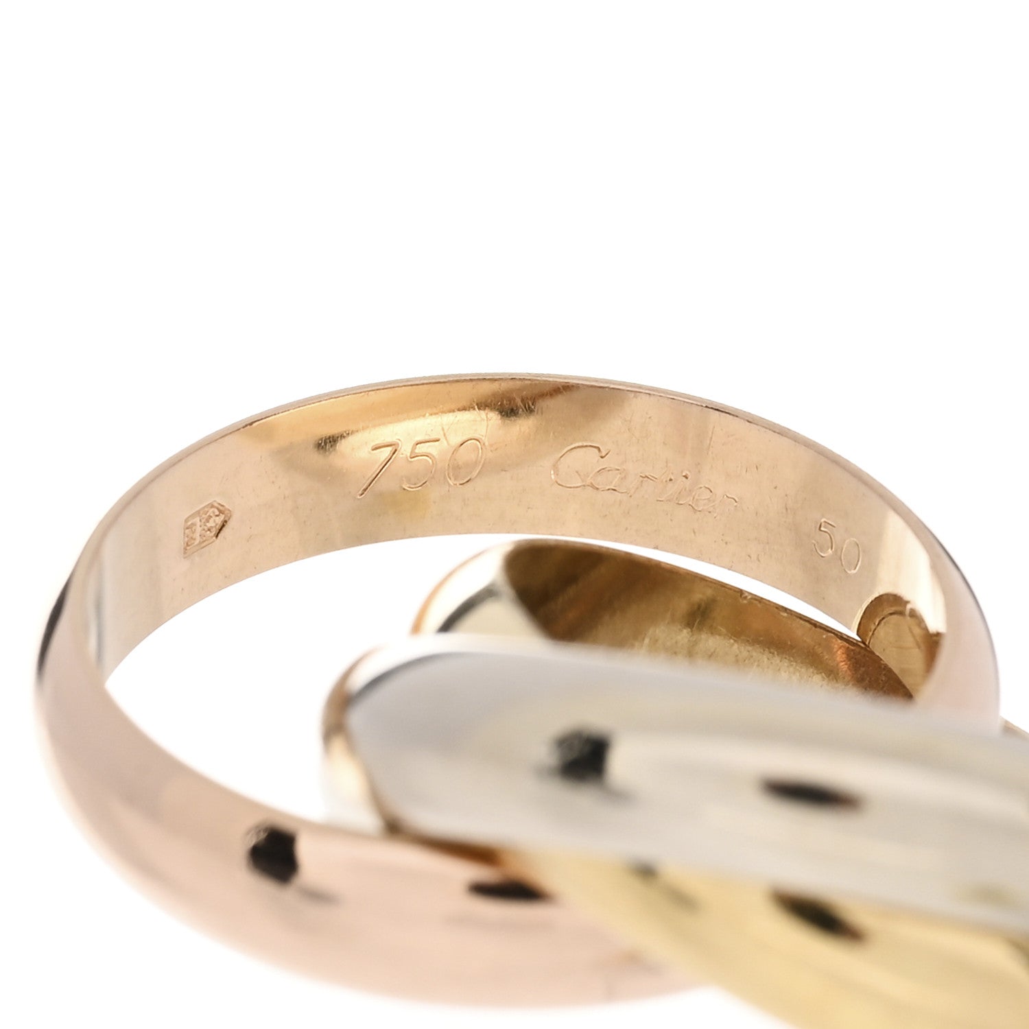Cartier 18K Pink Yellow White Gold Classic Trinity Ring 50 5.25 4 of 5