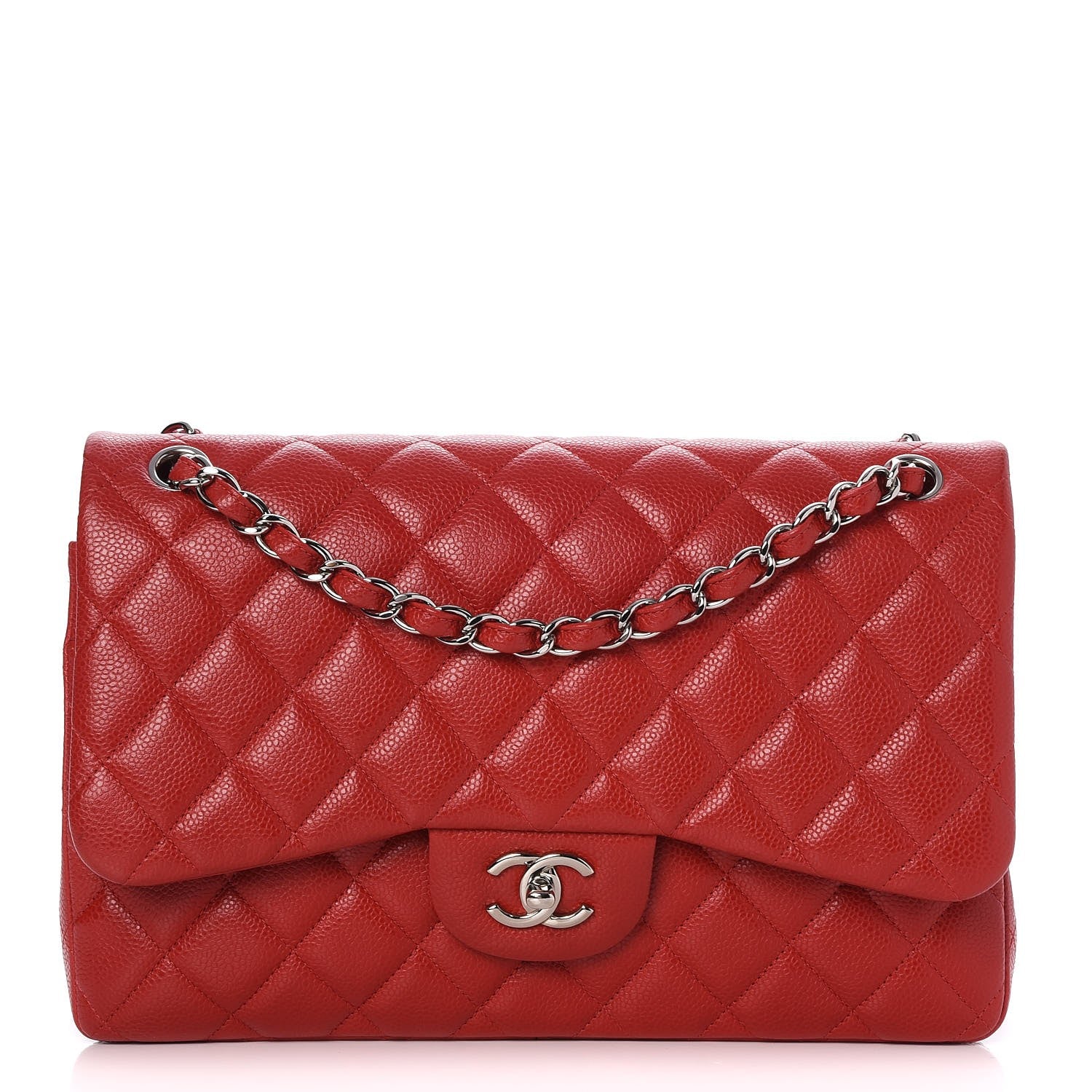 Chanel Caviar Quilted Jumbo Double Flap Red 1 of 8