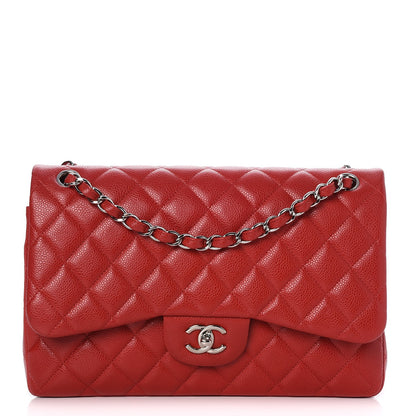 Chanel Caviar Quilted Jumbo Double Flap Red 1 of 8