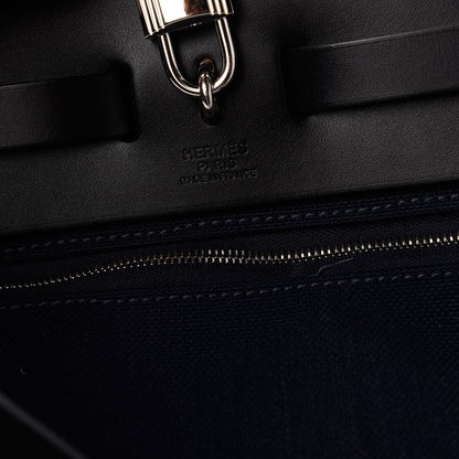 Hermes Military Toile Vache Hunter Herbag Zip PM 31 Black Bleu Indigo 8 of 9