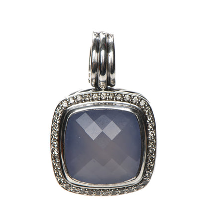 David Yurman Sterling Silver Diamond 14mm Chalcedony Albion Enhancer Pendant 1 of 3
