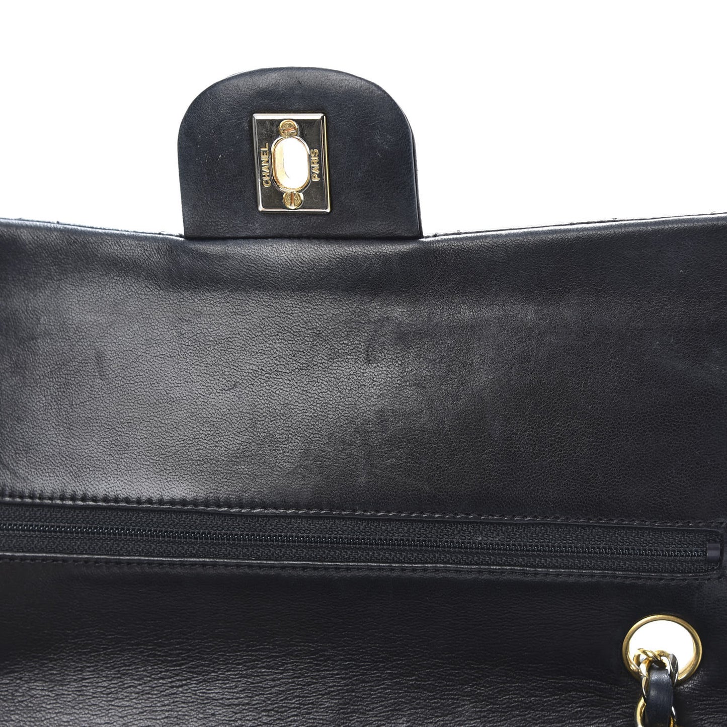 Lambskin Quilted Medium Double Flap Black