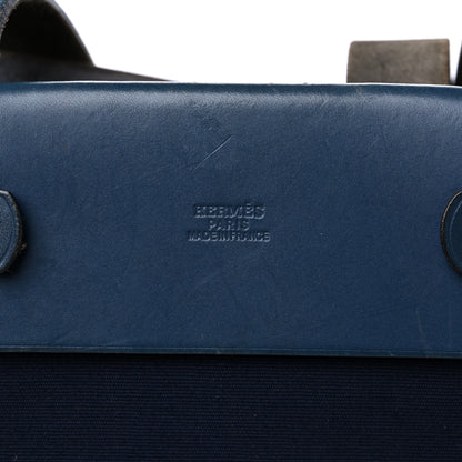 Hermes Toile Vache Hunter Herbag Cabas MM Bleu Marine 6 of 25