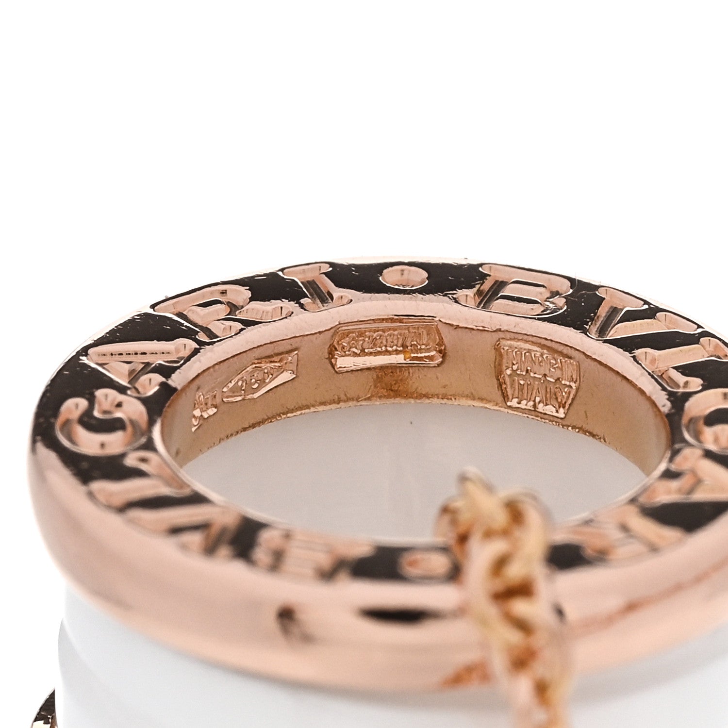 Bulgari 18K Rose Gold White Ceramic B.Zero1 Pendant Necklace 5 of 6