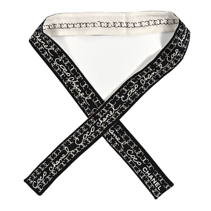 Chanel Silk CC Slim Bandeau Scarf Black White 1 of 7