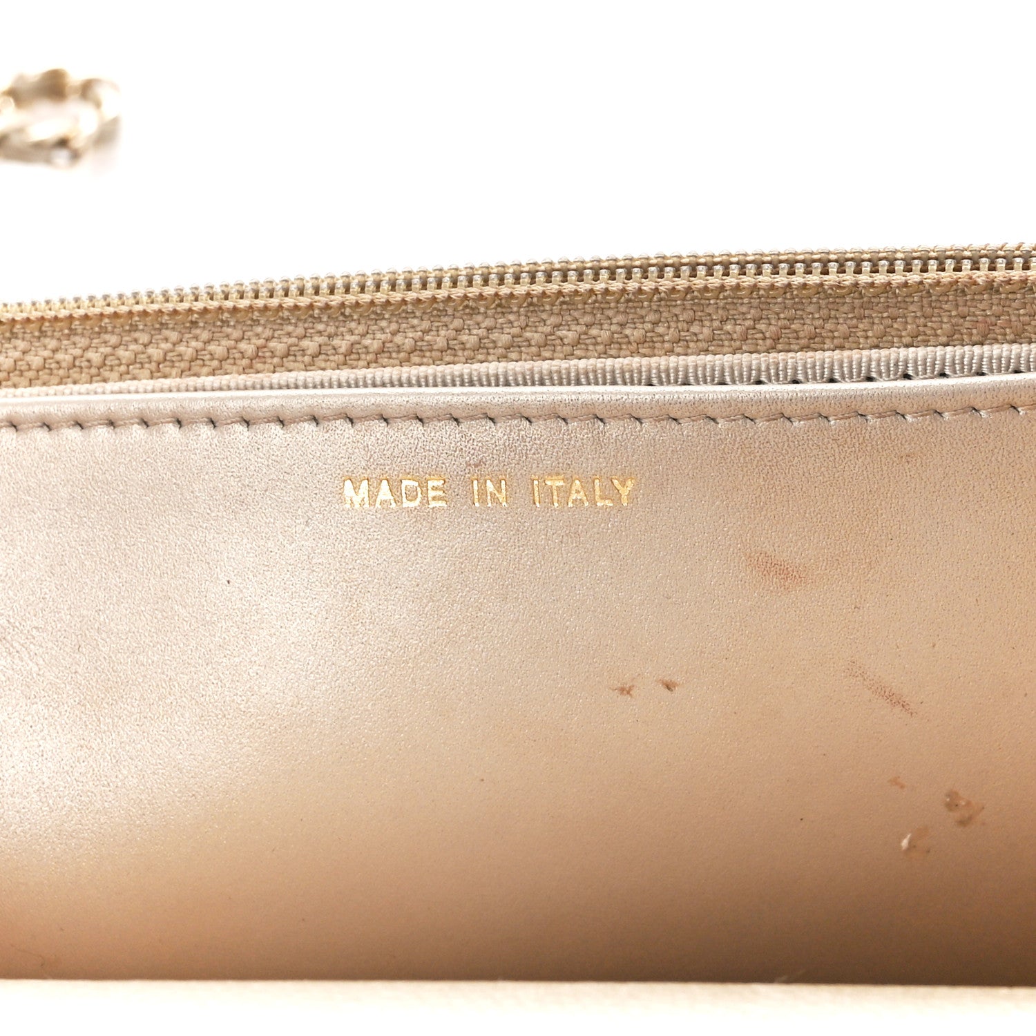 Chanel Pearly Caviar Quilted Wallet On Chain WOC Light Gold 7 of 13