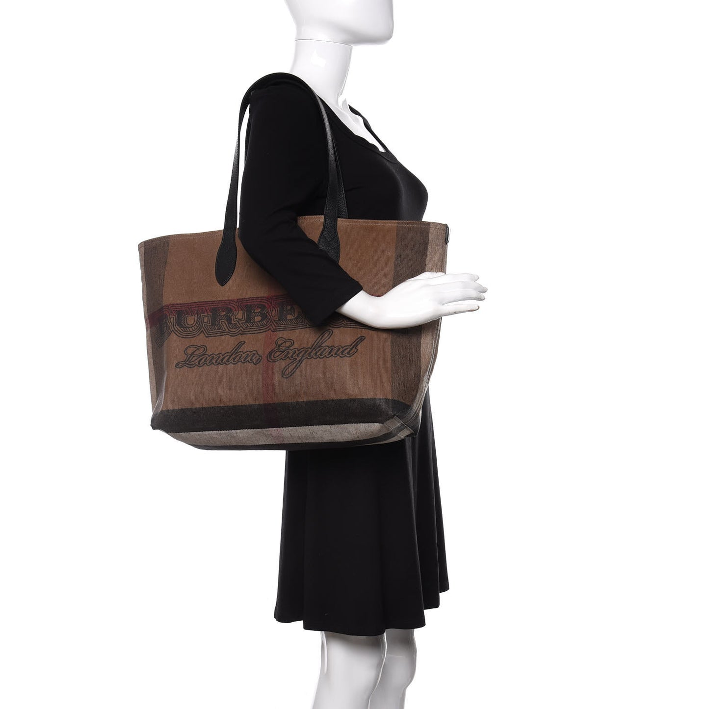 Coated Canvas Mega Check Medium Doodle Tote Black