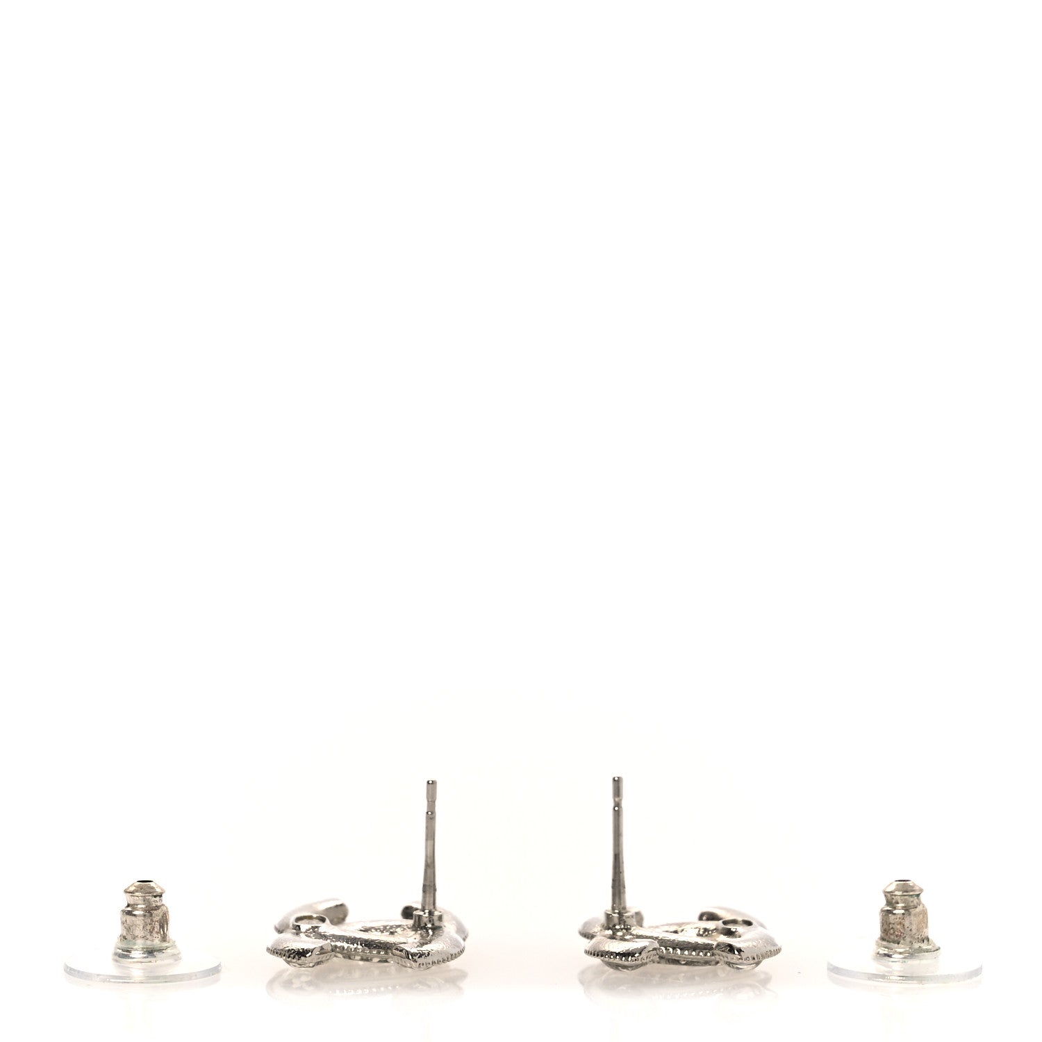 Chanel Crystal Resin CC Earrings Silver 3 of 4