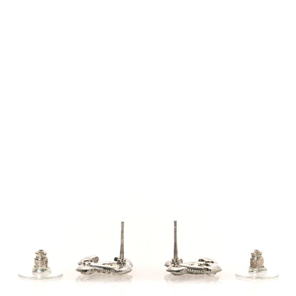 Chanel Crystal Resin CC Earrings Silver 3 of 4
