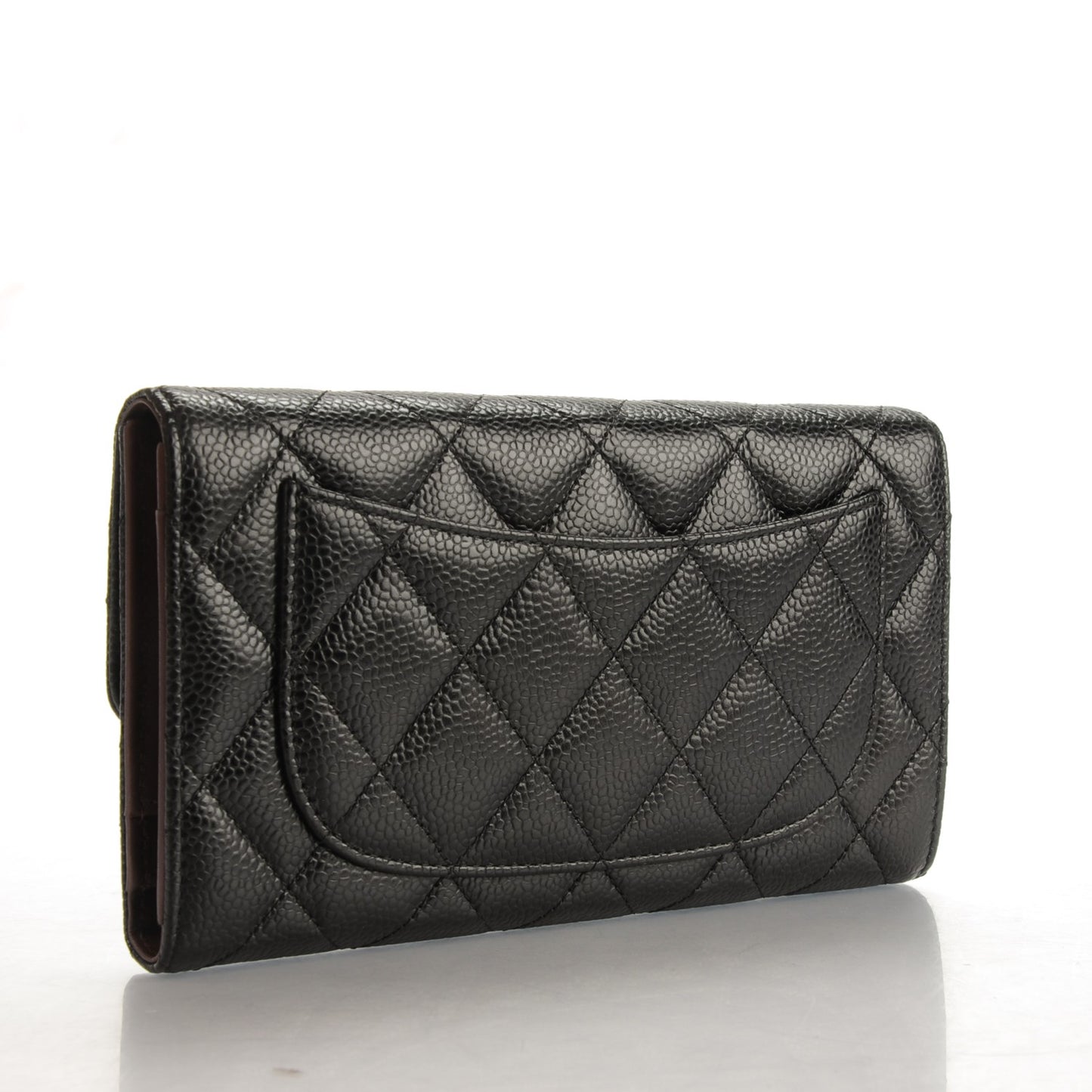 Caviar Quilted Large Flap Wallet Black