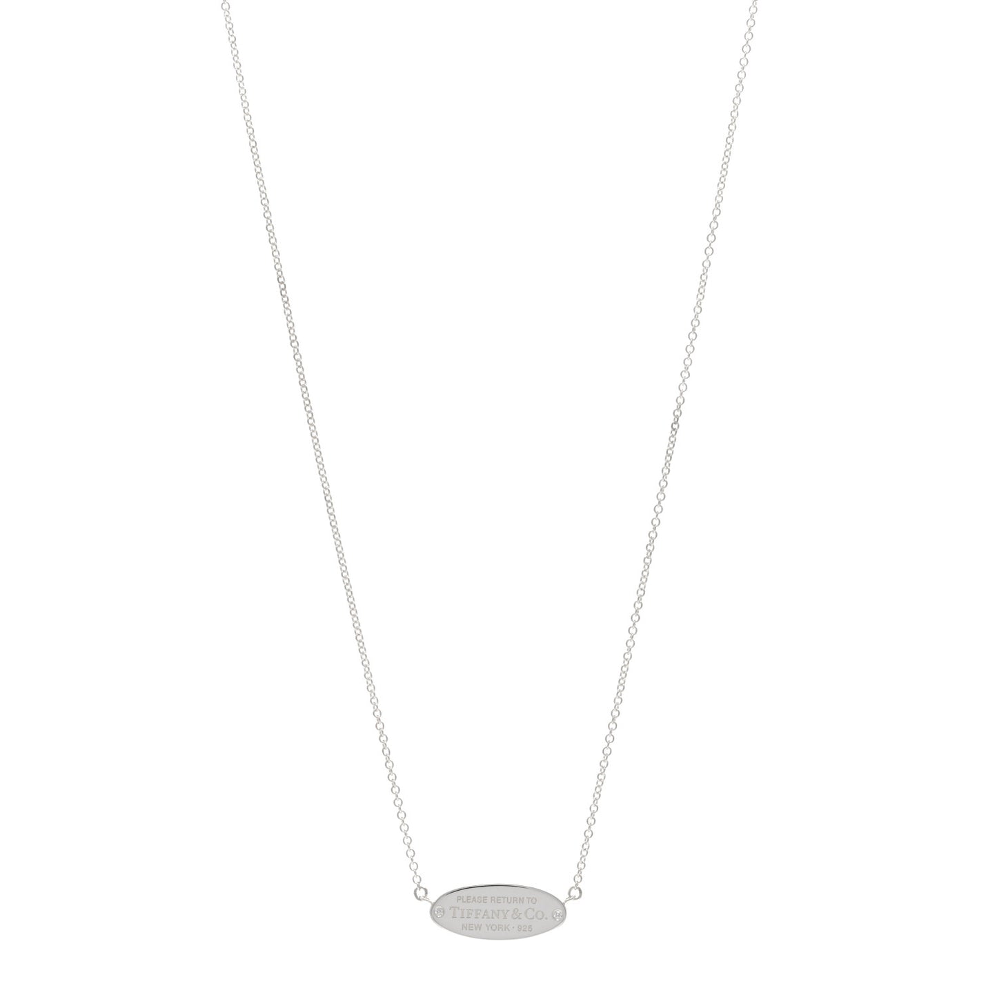 Sterling Silver Diamond Return to Tiffany ID Oval Pendant Necklace