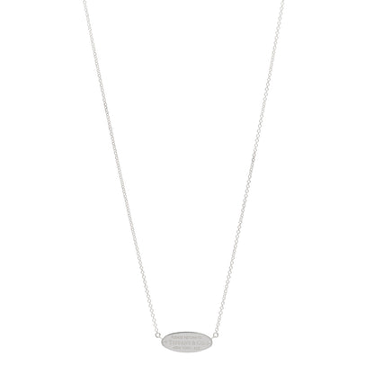 Tiffany Sterling Silver Diamond Return to Tiffany ID Oval Pendant Necklace 1 of 4