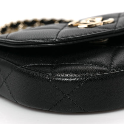 Chanel Lambskin Quilted Pearl Top Handle Clutch With Chain Black 10 of 11