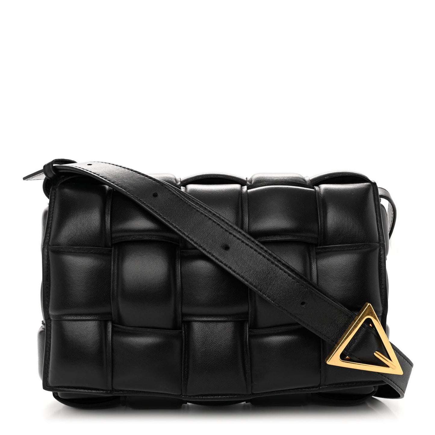 Nappa Maxi Intreccio Padded Cassette Crossbody Bag Black