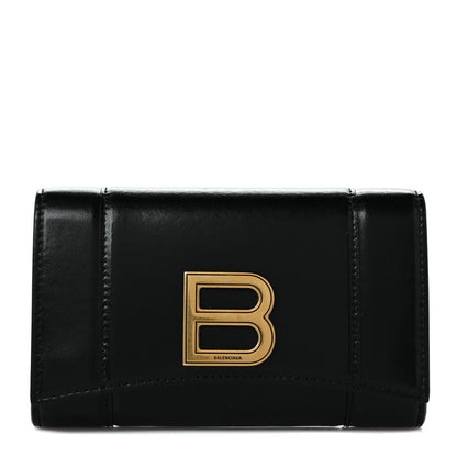 Balenciaga Shiny Box Calfskin Medium Hourglass Wallet Black 1 of 9