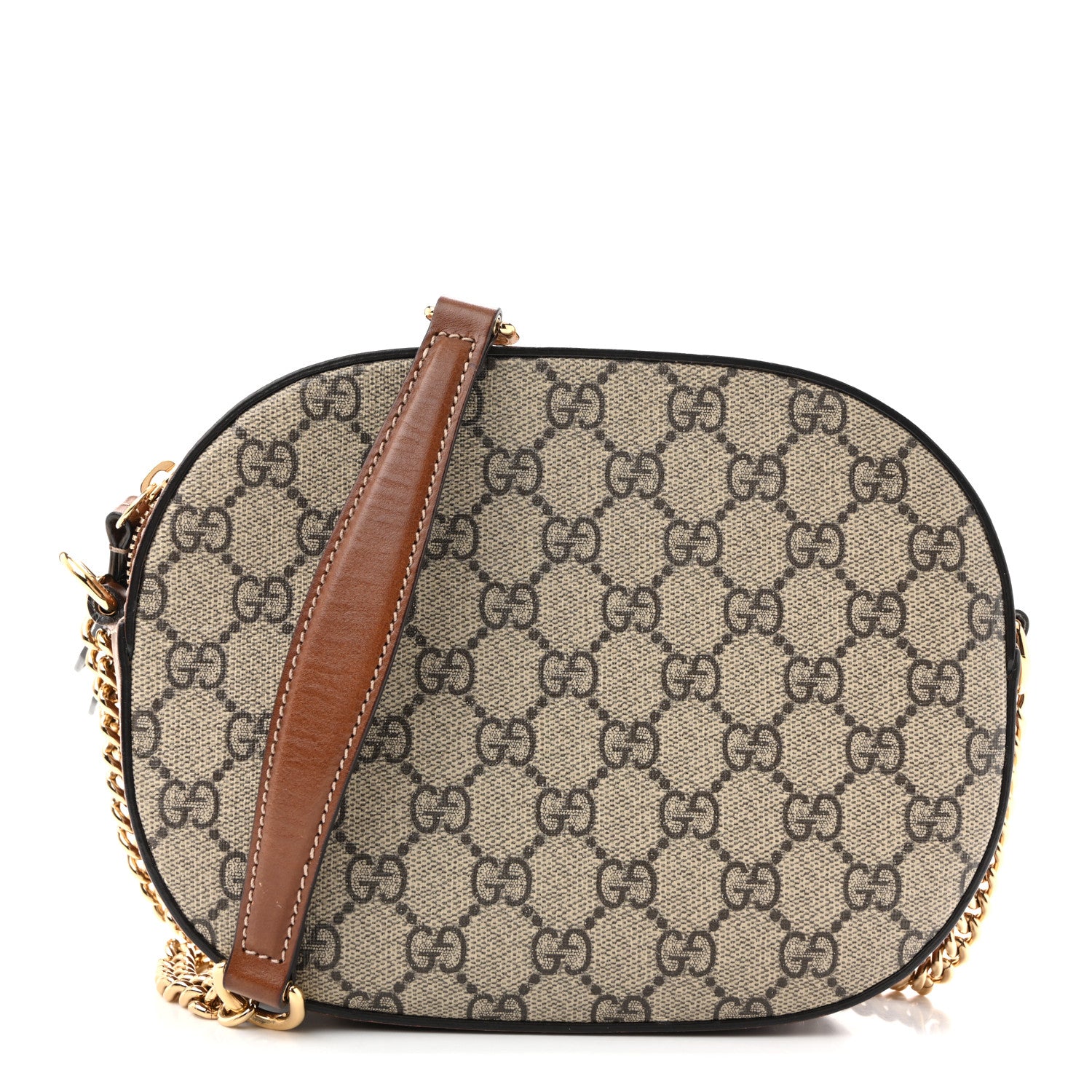 Gucci GG Supreme Monogram Cuoio Toscano Mini Chain Shoulder Bag Beige Ebony Cuir 1 of 12
