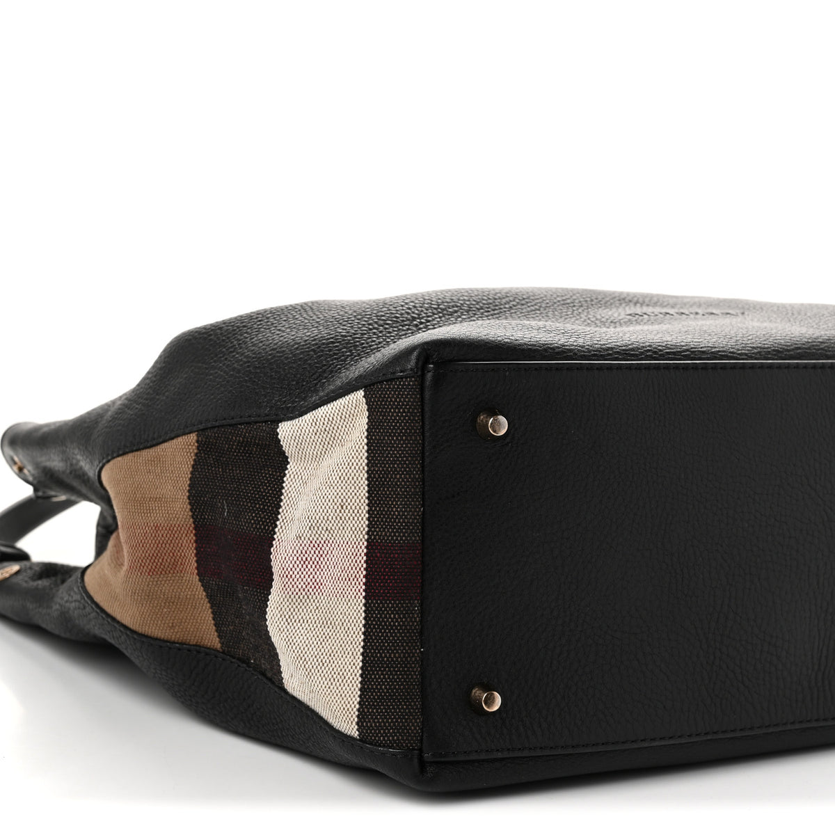 Burberry Grainy Calfskin House Check Medium Maidstone Black 10 of 11