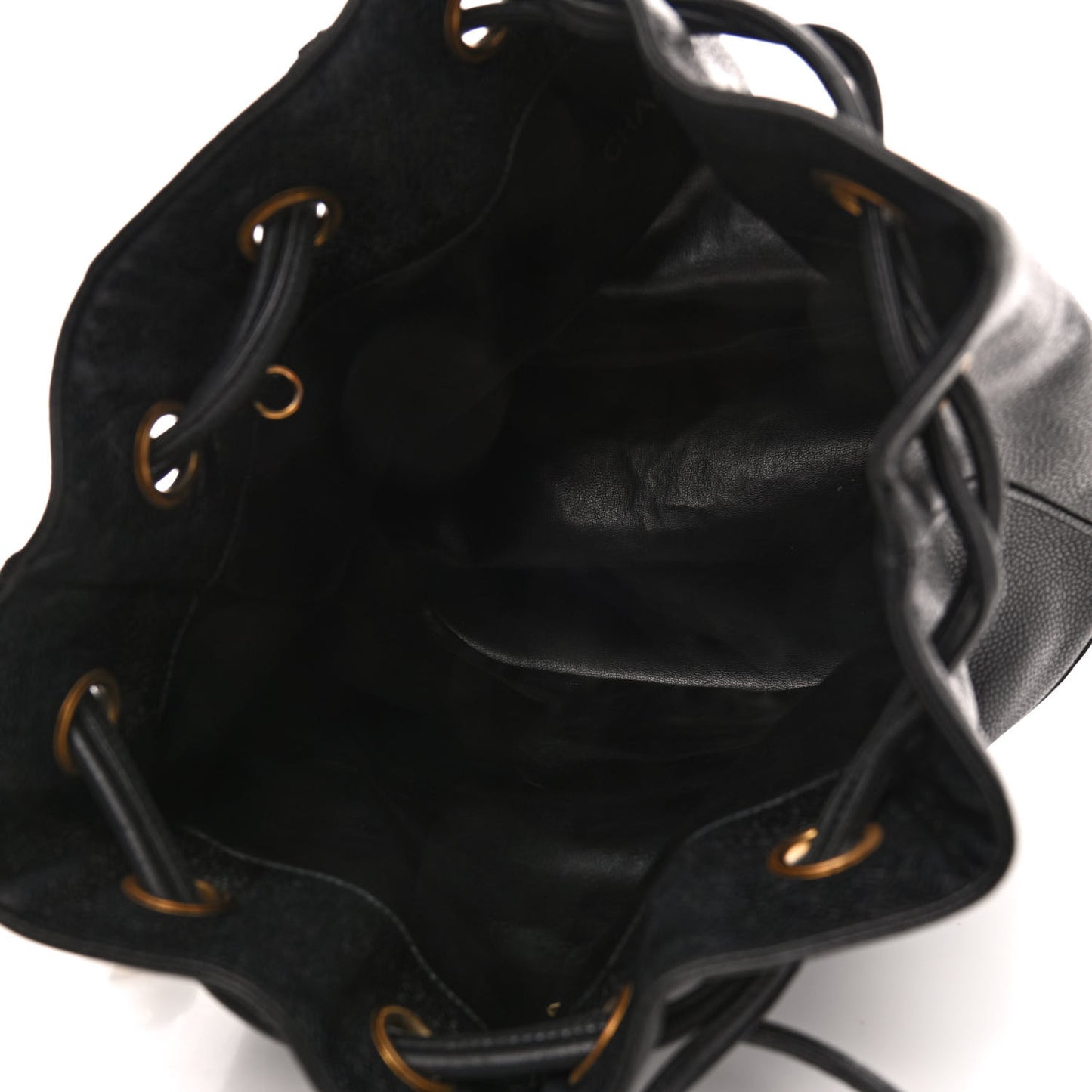 Caviar CC Drawstring Shoulder Bag Black