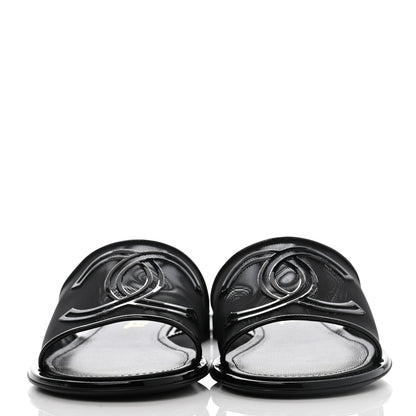 Chanel Mesh Patent Calfskin CC Mules 38.5 Black 2 of 7