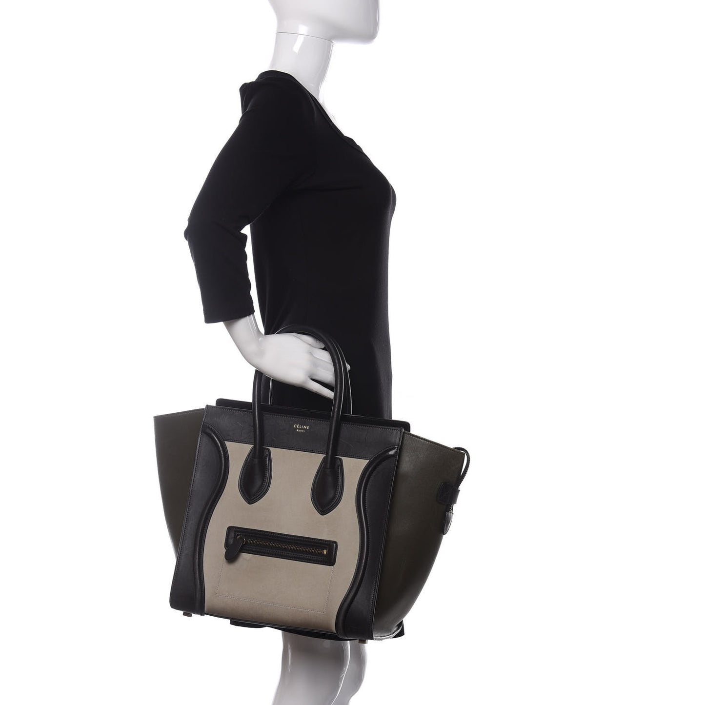 Nubuck Smooth Calfskin Mini Tri-Color Luggage Olive