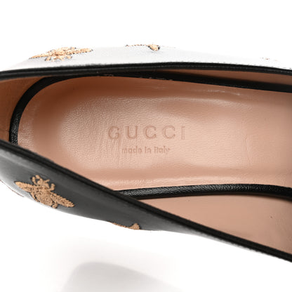 Gucci Quentin Goatskin Bee Star Embroidered GG Marmont Fringe 50mm Loafer Pumps 37 Black 8 of 17